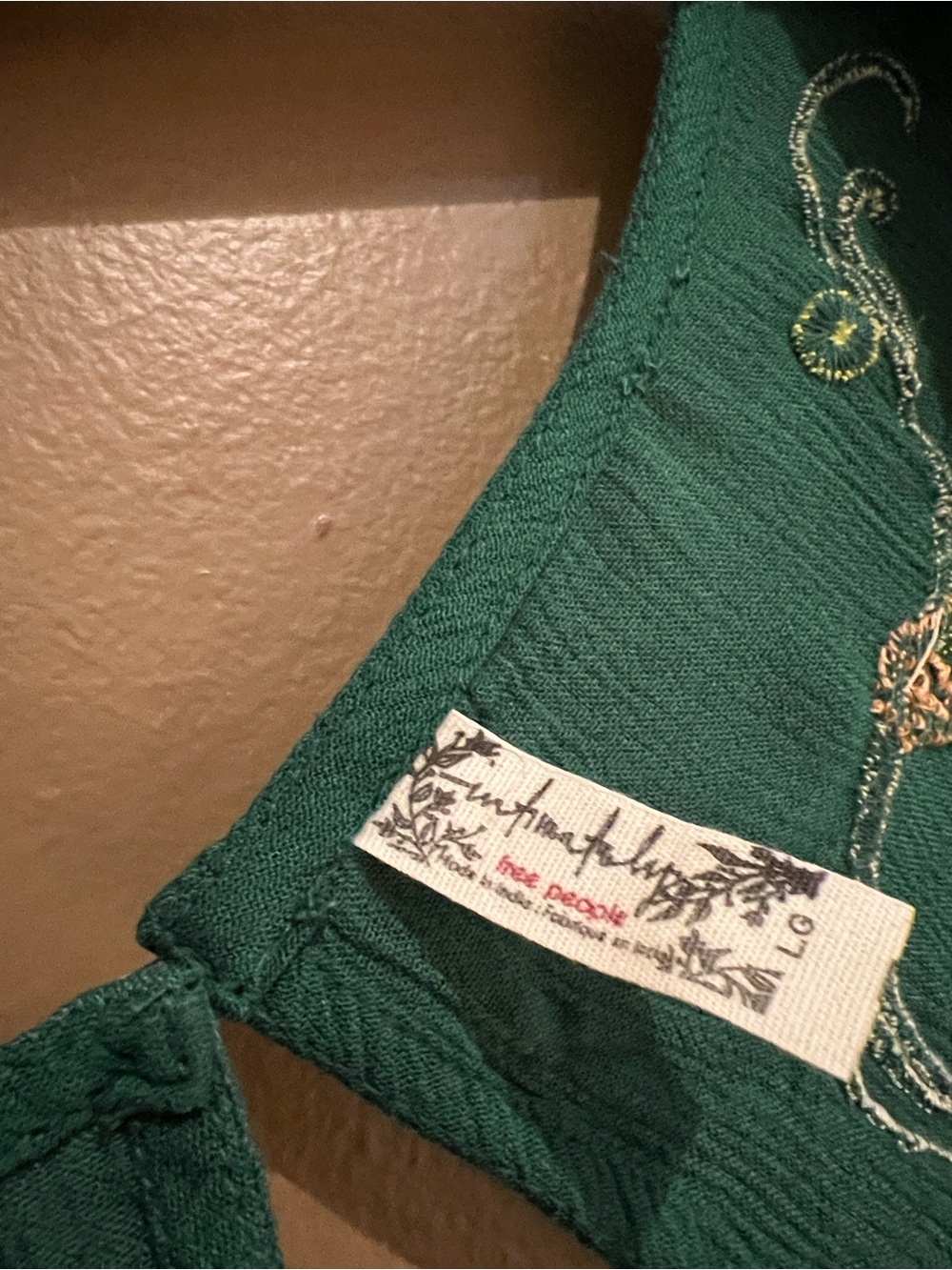Free People Intimately Embroidered Dress in Ivy Green Combo Sz L NEW - Picture 6 of 16